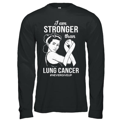 I Am Stronger Than Lung Cancer Awareness Support-T-Shirt & Hoodie-Long Sleeve T-Shirt-Black
