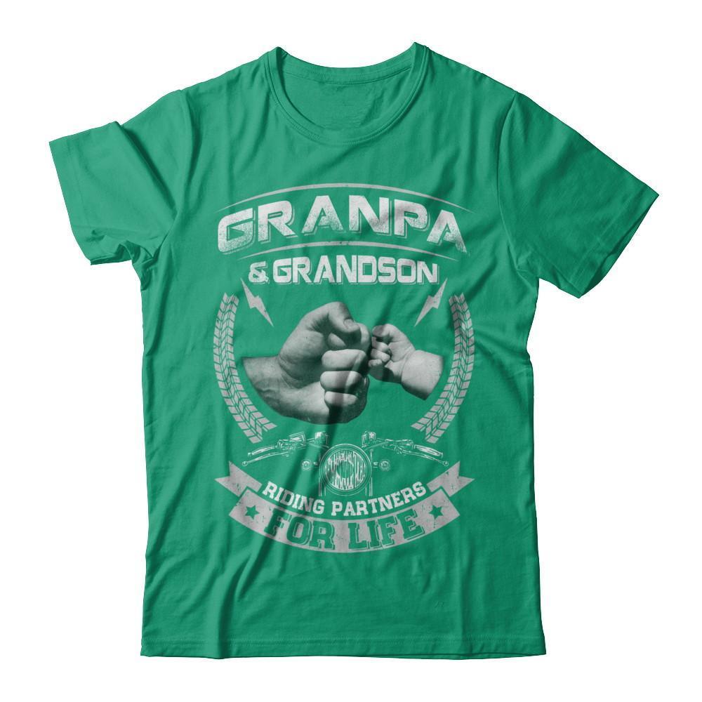 Motocross Grandpa And Grandson Riding Partners For Life-T-Shirt & Hoodie-Classic T-Shirt-Kelly Green