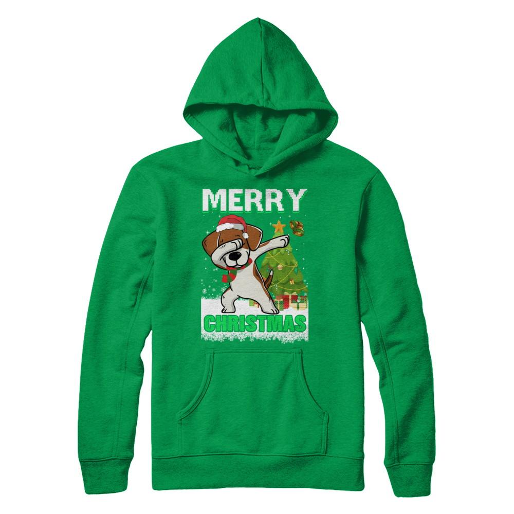Cute Beagle Claus Merry Christmas Ugly Sweater-T-Shirt & Sweatshirt-Pullover Hoodie-Irish Green