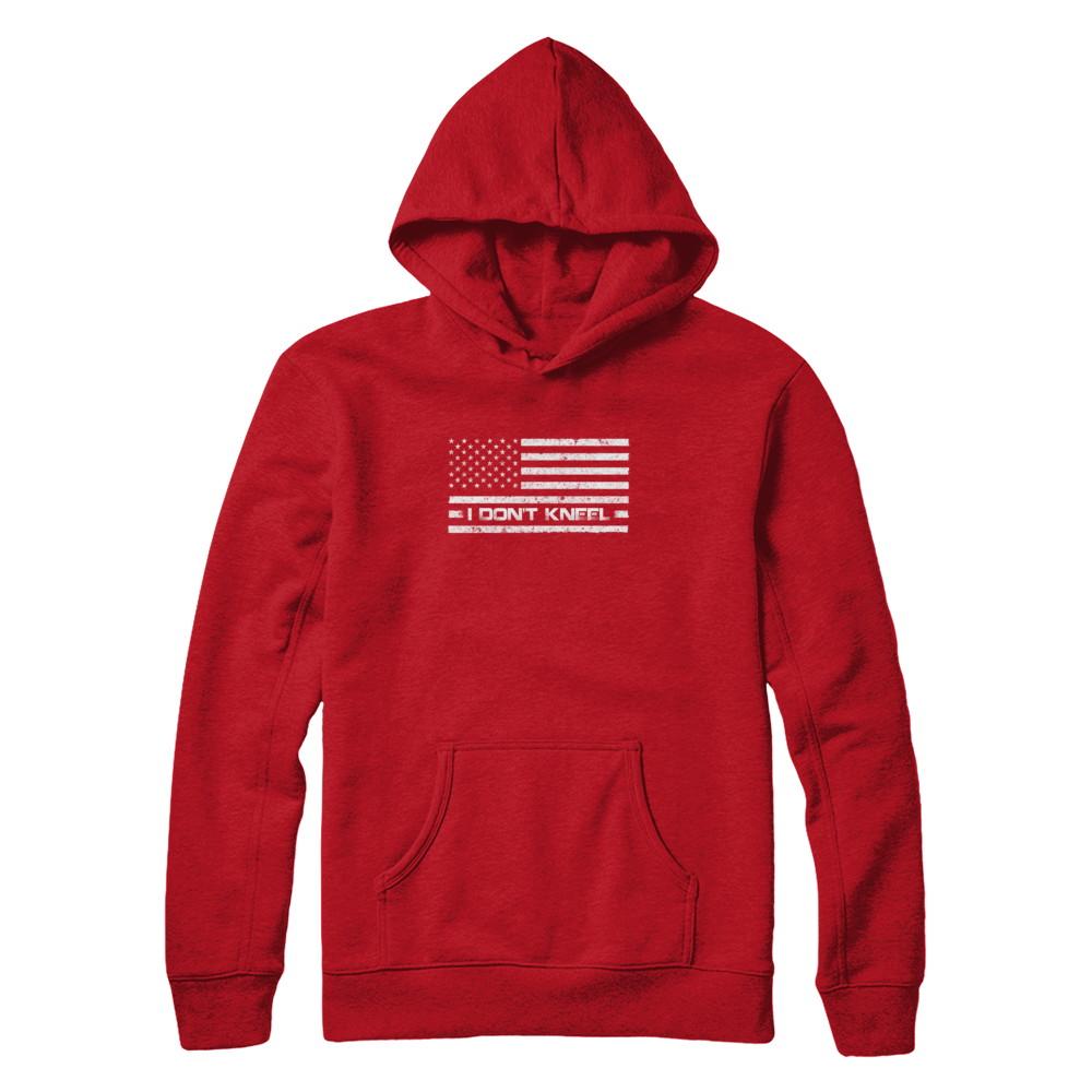 I Don't Kneel Us Flag-T-Shirt & Tank Top-Pullover Hoodie-Red