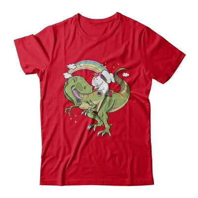 Unicorn Riding Dinosaur T Rex Unicorns Rainbow Gifts-T-Shirt & Hoodie-Premium T-Shirt-Red