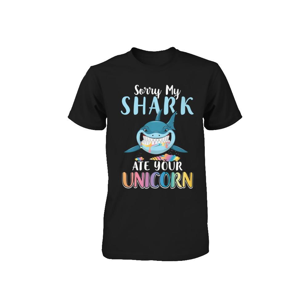 Sorry My Shark Ate Your Unicorn Funny Shark Youth-Youth Shirt-Toddler T-Shirt-Black