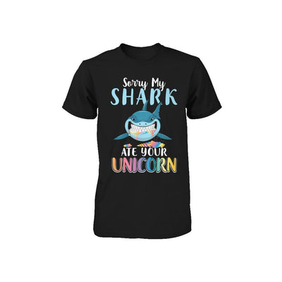 Sorry My Shark Ate Your Unicorn Funny Shark Youth-Youth Shirt-Toddler T-Shirt-Black