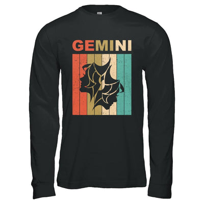 Vintage Gemini Zodiac May June Birthday Gift-T-Shirt & Hoodie-Long Sleeve T-Shirt-Black