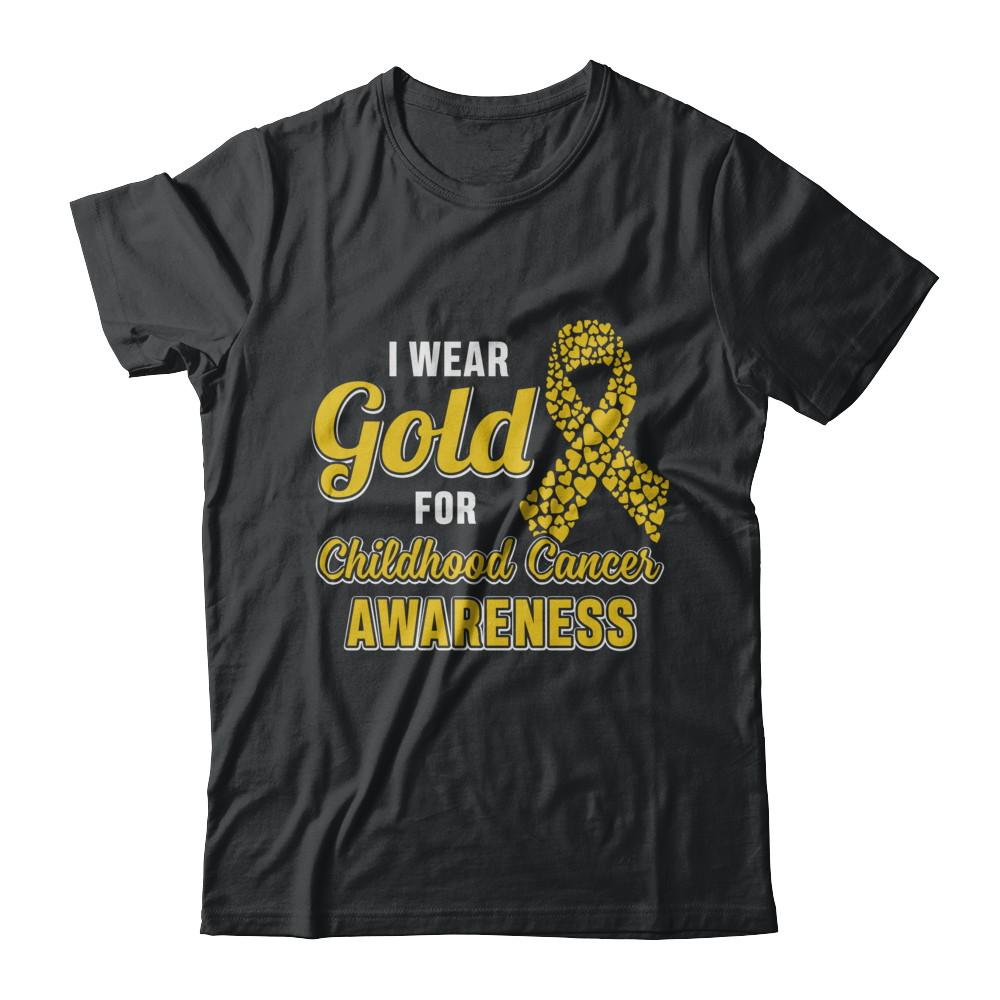 Dad Mom I Wear Gold For Childhood Cancer Awareness-T-Shirt & Hoodie-Classic T-Shirt-Black