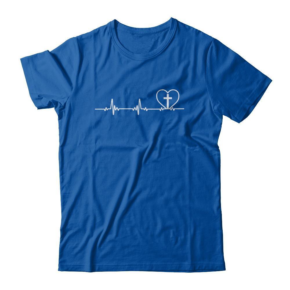 Christian Cross Heartbeat God Jesus-T-Shirt & Hoodie-Premium T-Shirt-Royal