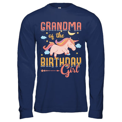 Grandma Of The Birthday Girl Unicorn-T-Shirt & Hoodie-Long Sleeve T-Shirt-Navy