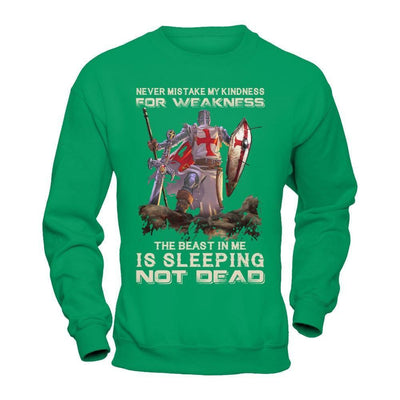 Knight Templar My Kindness For Weakness The Beast In Me Is Sleeping Not Dead-T-Shirt & Hoodie-Crewneck Sweatshirt-Irish Green