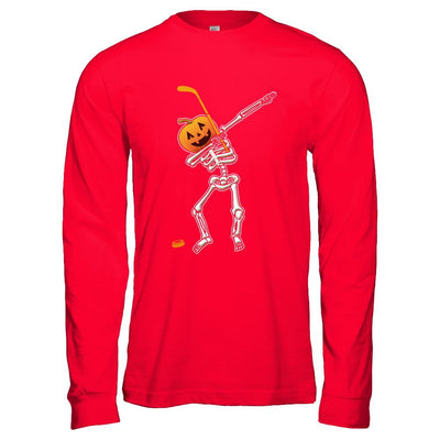Halloween Dabbing Skeleton Hockey-T-Shirt & Hoodie-Long Sleeve T-Shirt-Red