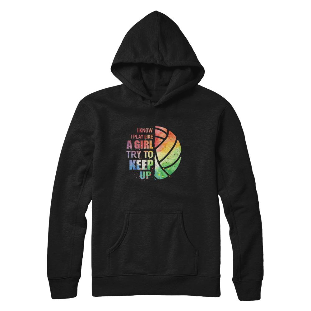 Yeah I Play Like A Girl Volleyball Girl-T-Shirt & Hoodie-Pullover Hoodie-Black