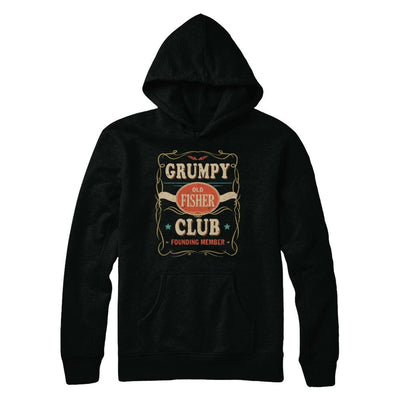 Papa Grumpy Old Fisher Club Founding Member Fishing-T-Shirt & Hoodie-Pullover Hoodie-Black
