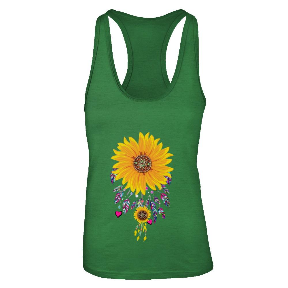 Native Dream Catcher Sunflower-T-Shirt & Tank Top-Women's Ideal Racerback Tank-Kelly Green