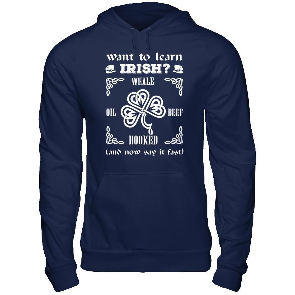St Patrick's Day Whale Oil Beef Hooked-T-Shirt & Hoodie-Pullover Hoodie-Navy