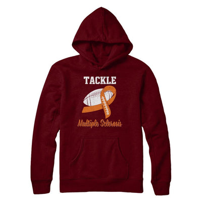 Football Survivor Tackle Orange Multiple Sclerosis Awareness-T-Shirt & Hoodie-Pullover Hoodie-Maroon