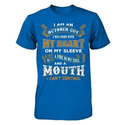 I'm An October Guy I Was Born With My Heart Birthday-T-Shirt & Hoodie-Classic T-Shirt-Royal