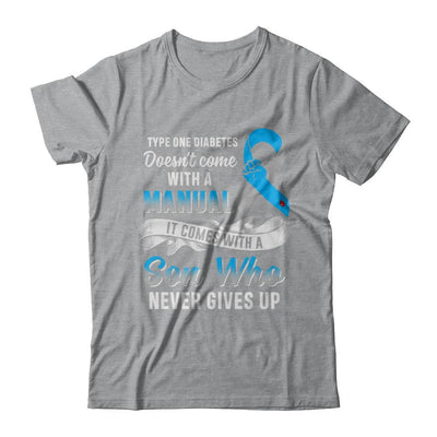 Type 1 T1D Son Who Never Gives Up Diabetes Awareness-T-Shirt & Hoodie-Classic T-Shirt-Sport Grey