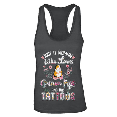 Just A Woman Who Loves Guinea Pigs And Has Tattoos-T-Shirt & Tank Top-Women's Ideal Racerback Tank-Black