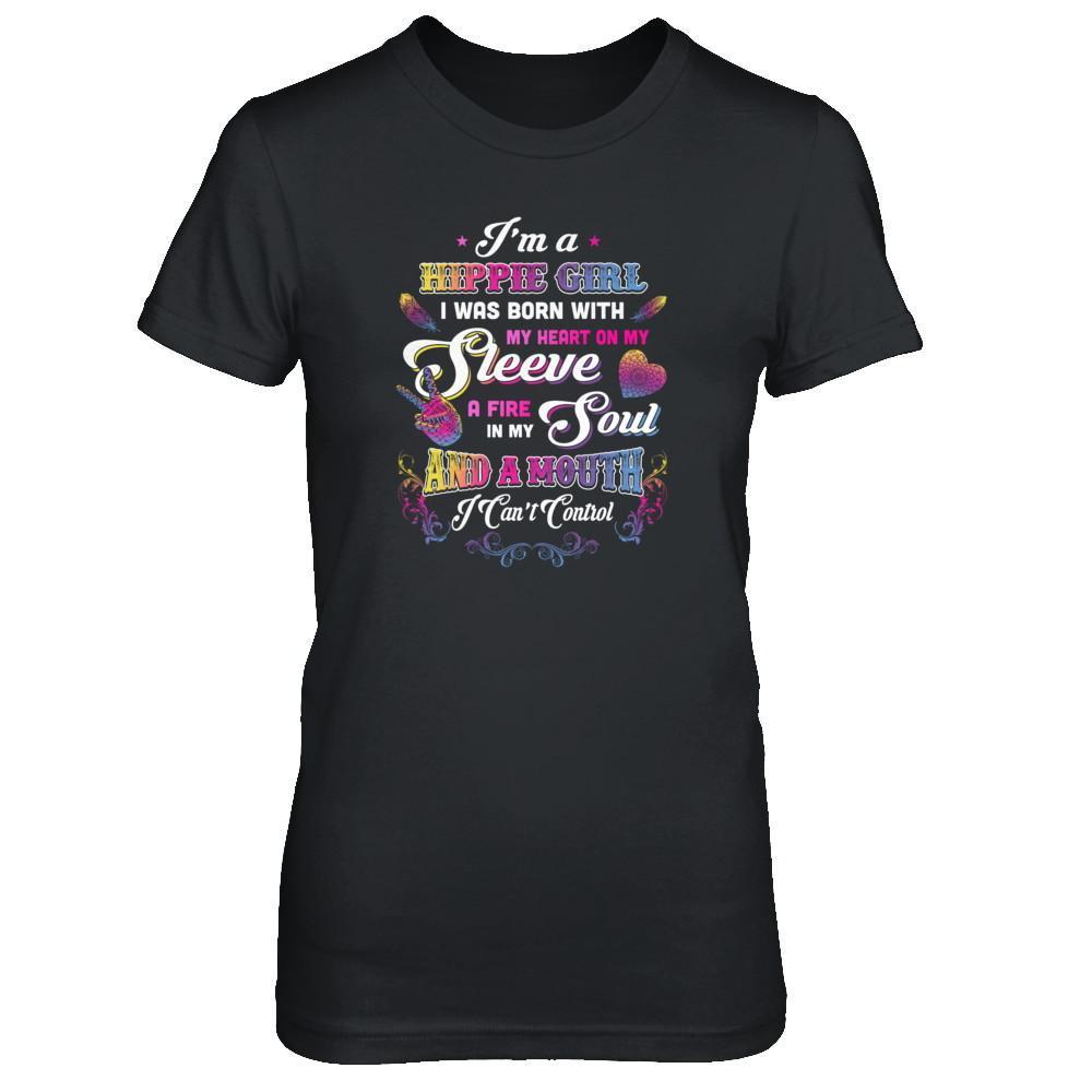 I'm A Hippie Girl I Was Born With My Heart-T-Shirt & Tank Top-Women's T-Shirt-Black