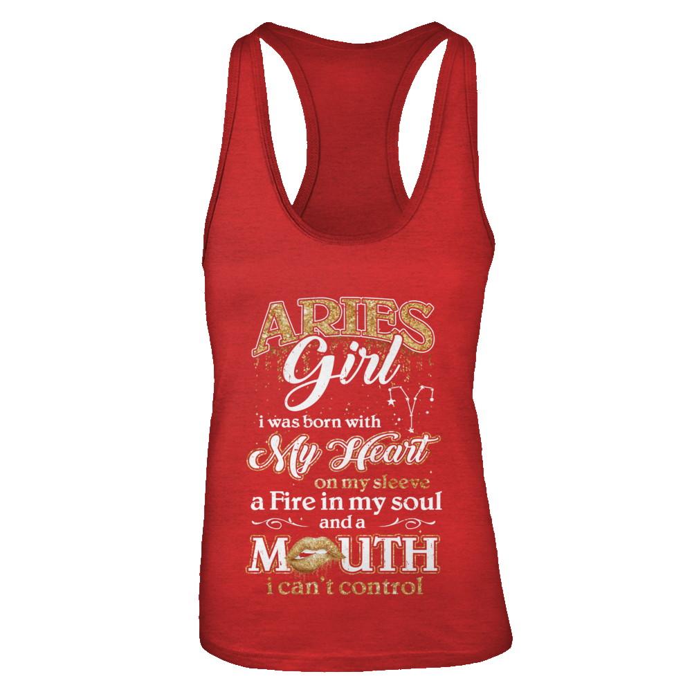 I'm An Aries Girl Lipstick March April Funny Zodiac Birthday-T-Shirt & Tank Top-Women's Ideal Racerback Tank-Red