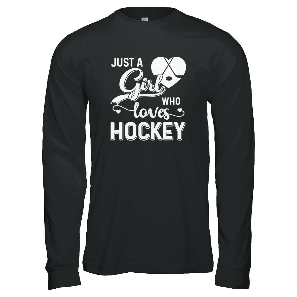 Just A Girl Who Loves Hockey-T-Shirt & Tank Top-Long Sleeve T-Shirt-Black