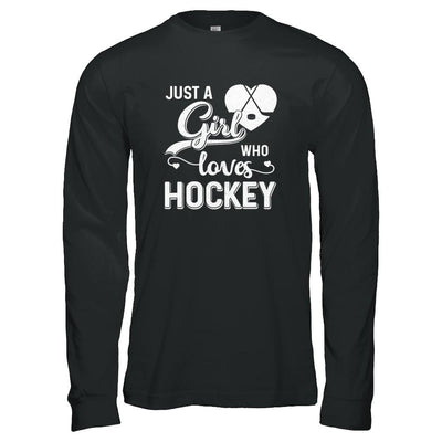 Just A Girl Who Loves Hockey-T-Shirt & Tank Top-Long Sleeve T-Shirt-Black