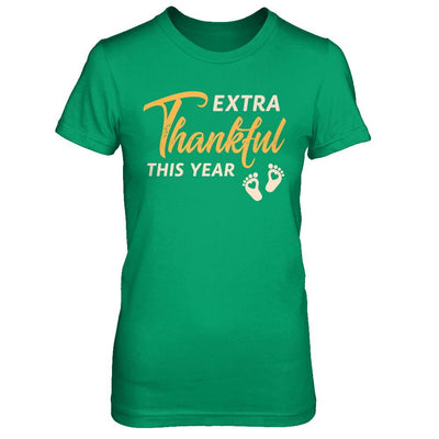 Extra Thankful This Year Pregnant Thanksgiving-T-Shirt & Sweatshirt-Women's T-Shirt-Irish Green