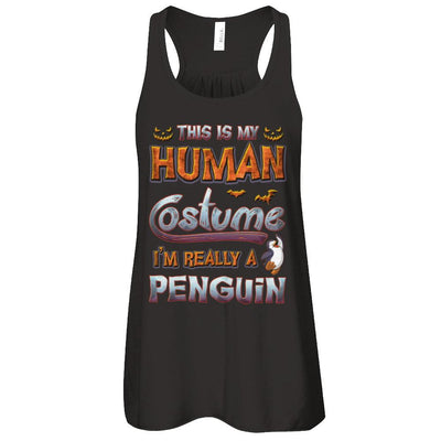 Penguin Halloween My Human Costume I'm Really A Penguin-T-Shirt & Tank Top-Women's Flowy Racerback Tank-Black