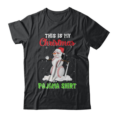 This Is My Christmas Pajama Xmas Snowman Baseball-T-Shirt & Sweatshirt-Classic T-Shirt-Black