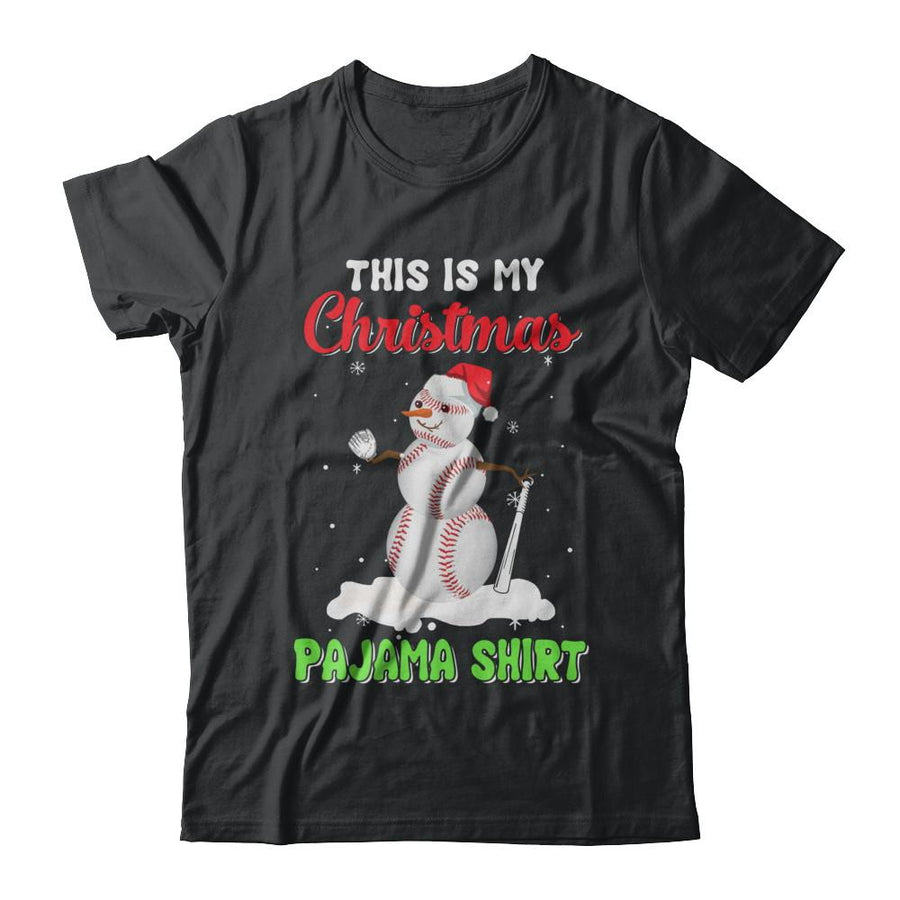 This Is My Christmas Pajama Xmas Snowman Baseball-T-Shirt & Sweatshirt-Classic T-Shirt-Black