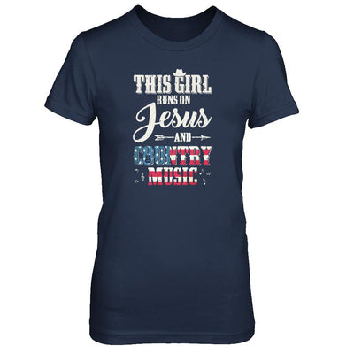 This Girl Runs On Jesus And Country Music-T-Shirt & Tank Top-Women's T-Shirt-Navy