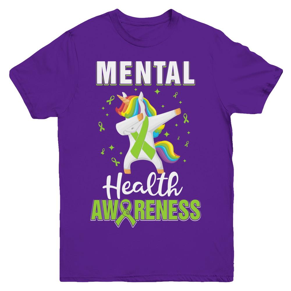 Inspirational Mental Health Awareness Unicorn Support Youth-Youth Shirt-Youth T-Shirt-Purple
