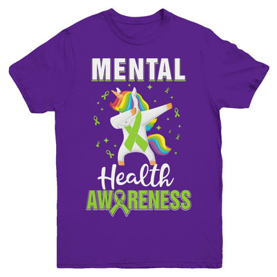 Inspirational Mental Health Awareness Unicorn Support Youth-Youth Shirt-Youth T-Shirt-Purple