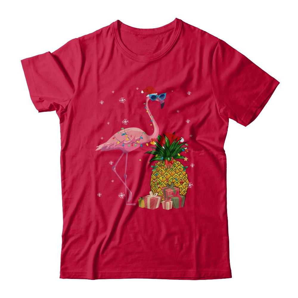 Santa Flamingo Hawaiian Pineapple Christmas Gifts-T-Shirt & Sweatshirt-Classic T-Shirt-Red