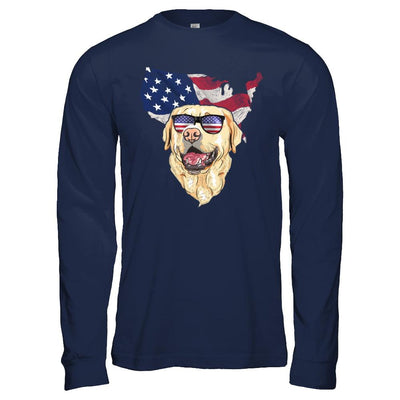 Funny Patriot Labrador Dog 4Th Of July American Flag-T-Shirt & Hoodie-Long Sleeve T-Shirt-Navy
