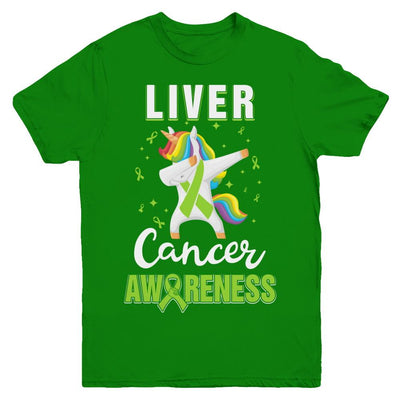 Inspirational Liver Cancer Awareness Unicorn Support Youth-Youth Shirt-Youth T-Shirt-Irish Green