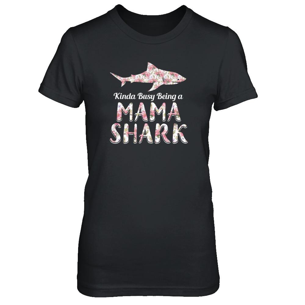 Mama Shark Kinda Busy Being A Mamashark-T-Shirt & Tank Top-Women's T-Shirt-Black