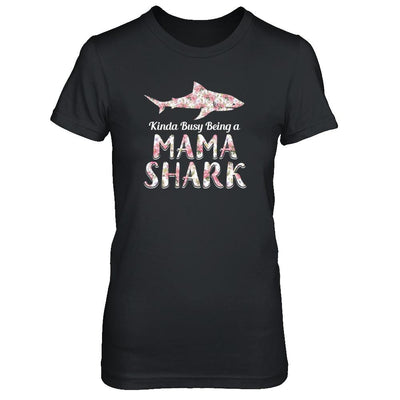 Mama Shark Kinda Busy Being A Mamashark-T-Shirt & Tank Top-Women's T-Shirt-Black