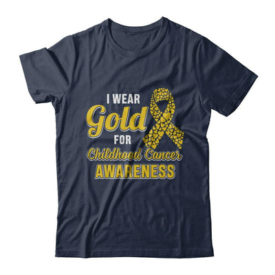 Dad Mom I Wear Gold For Childhood Cancer Awareness-T-Shirt & Hoodie-Classic T-Shirt-Navy