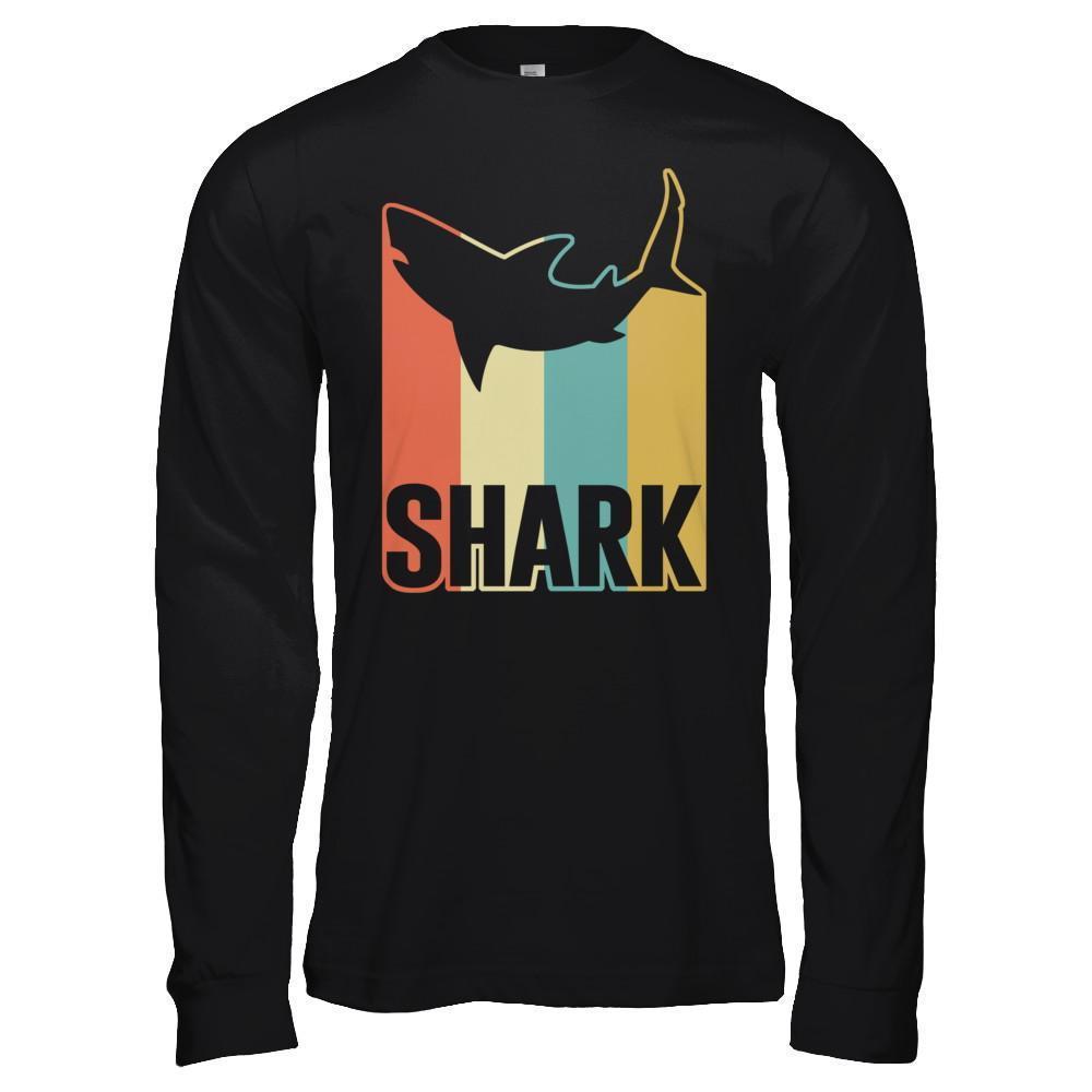 Classic Vintage Retro Style Shark-T-Shirt & Hoodie-Long Sleeve T-Shirt-Black