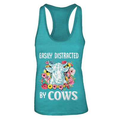 Easily Distracted By Cows-T-Shirt & Tank Top-Women's Ideal Racerback Tank-Tahiti Blue
