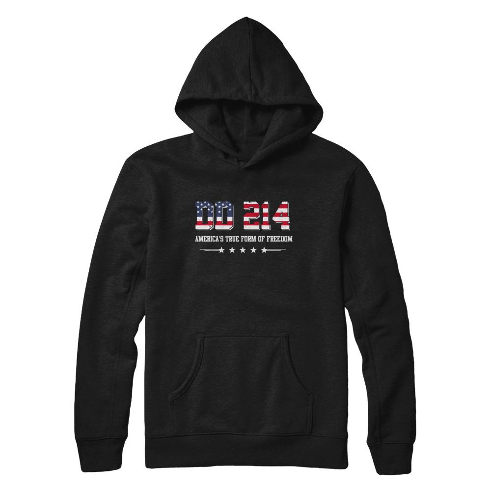Dd-214 America's True Form Of Freedom Veteran-T-Shirt & Hoodie-Pullover Hoodie-Black