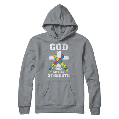 God Will Give Me Strength Autism Awareness Ribbon-T-Shirt & Hoodie-Pullover Hoodie-Light Steel