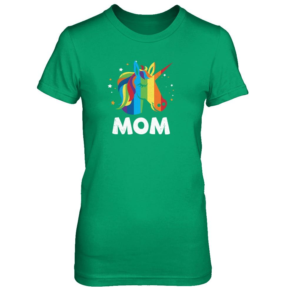 LGBT Pride Lesbian Gay Proud Mom Unicorn-T-Shirt & Tank Top-Women's T-Shirt-Irish Green