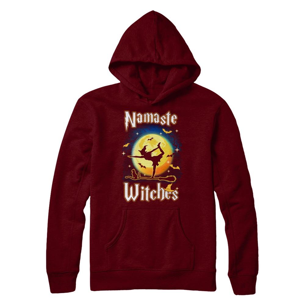Namaste Witches Yoga Halloween-T-Shirt & Hoodie-Pullover Hoodie-Maroon