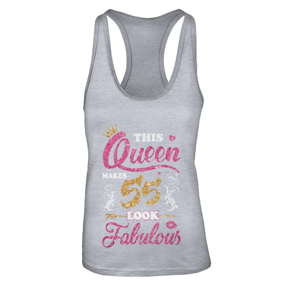 This Queen Makes 55 Look Fabulous 1966 55th Birthday-T-Shirt & Tank Top-Women's Ideal Racerback Tank-Heather Grey