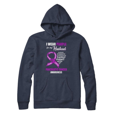 Pancreatic Cancer I Wear Purple For My Husband Wife-T-Shirt & Hoodie-Pullover Hoodie-Navy
