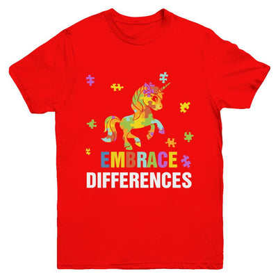 Autism Awareness Puzzle Piece Unicorn Embrace Differences Youth-Youth Shirt-