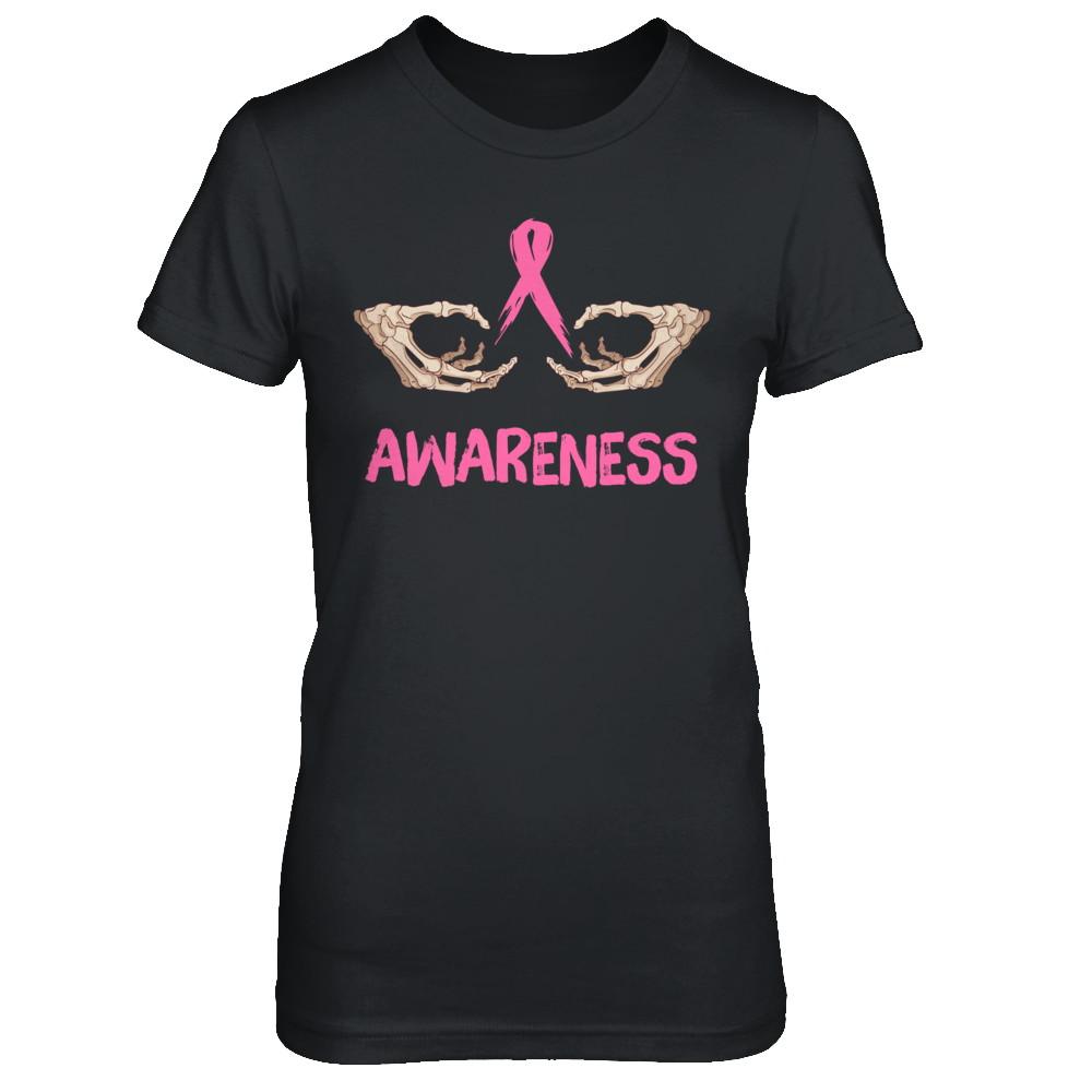 Breast Cancer Skeleton Hand Scary Halloween-T-Shirt & Sweatshirt-Women's T-Shirt-Black