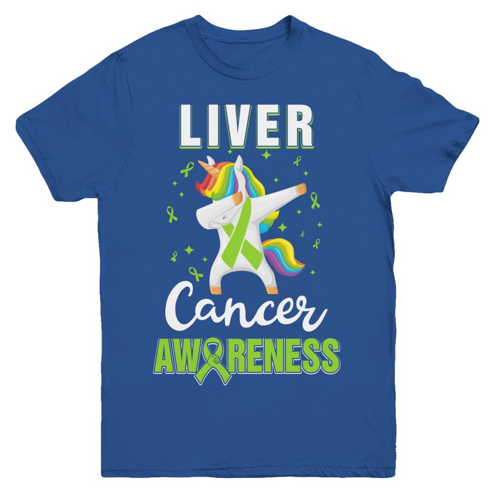 Inspirational Liver Cancer Awareness Unicorn Support Youth-Youth Shirt-Youth T-Shirt-Royal