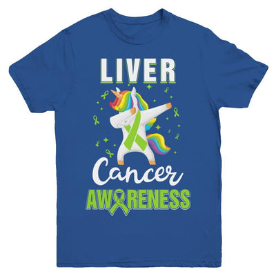Inspirational Liver Cancer Awareness Unicorn Support Youth-Youth Shirt-Youth T-Shirt-Royal